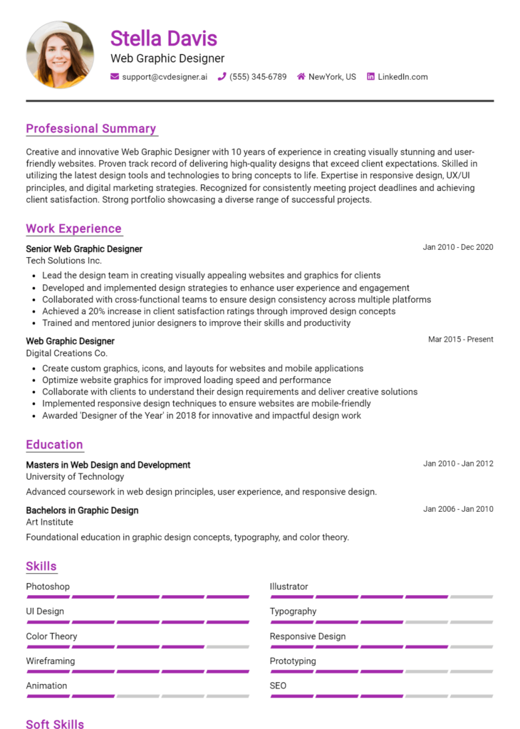 Web Graphic Designer Resume Example