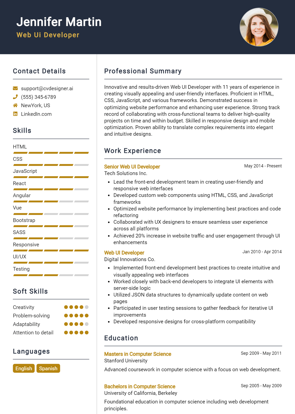 Web Ui Developer Resume Example