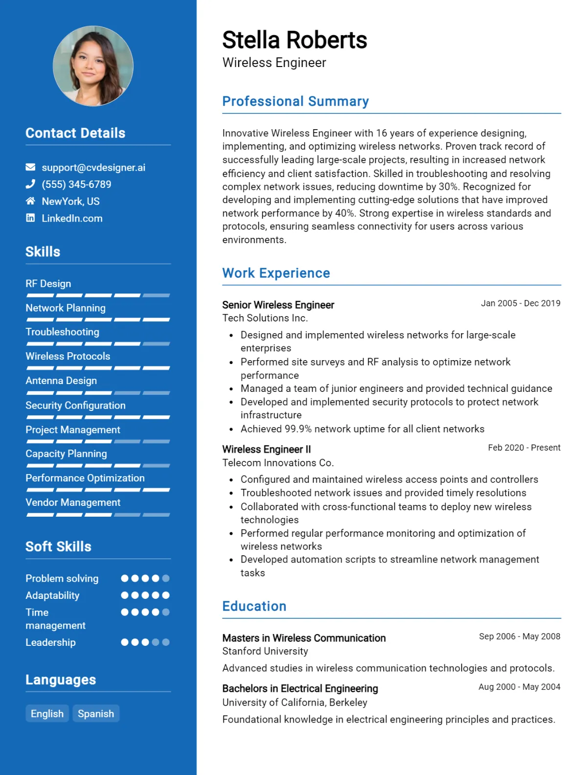 Wireless Engineer CV Example