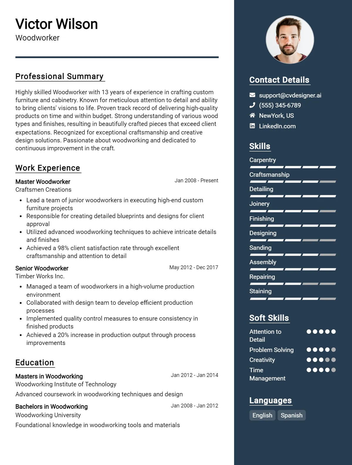 Woodworker CV Example