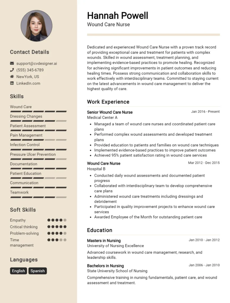 Wound Care Nurse CV Example