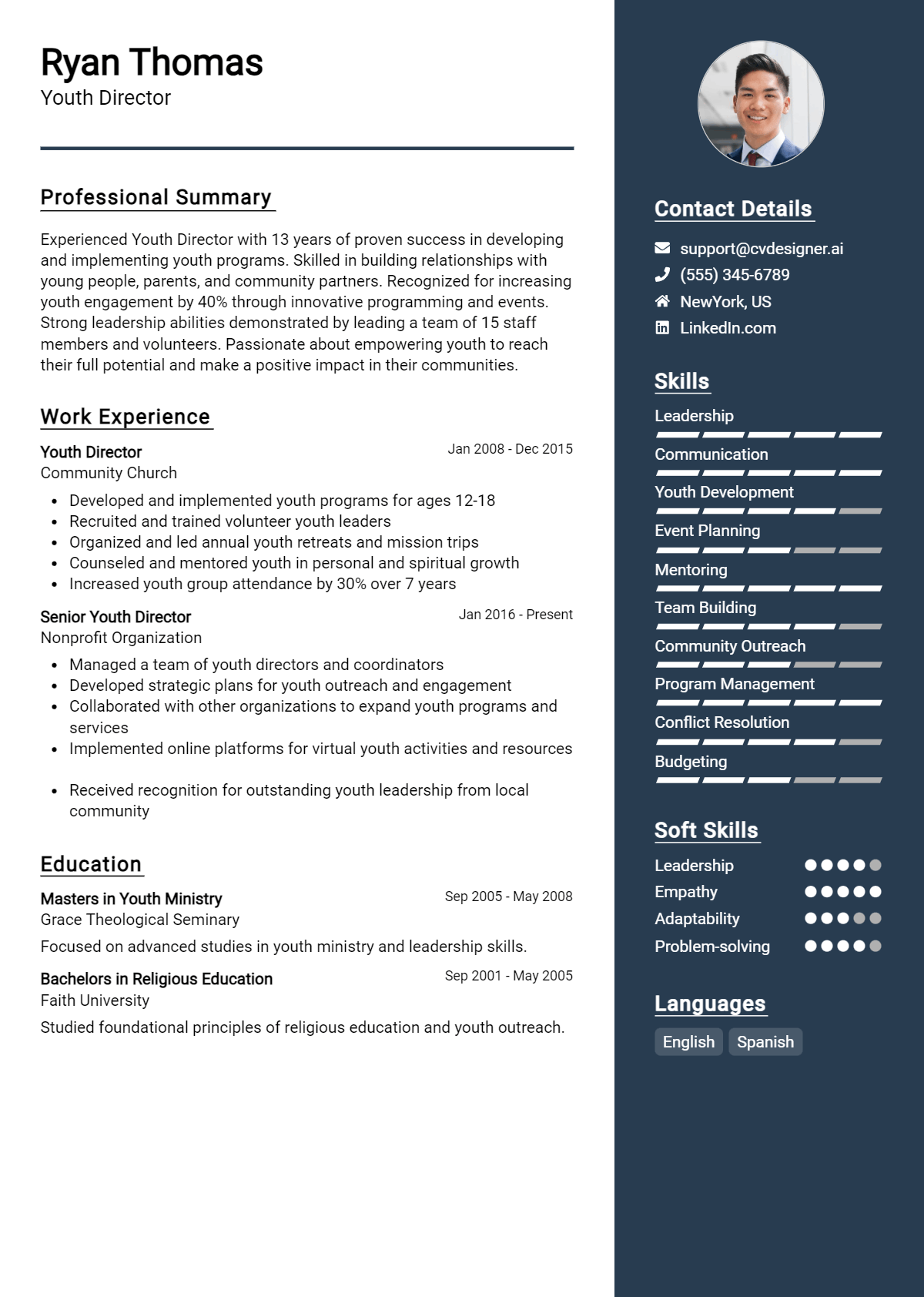 Youth Director Resume Example