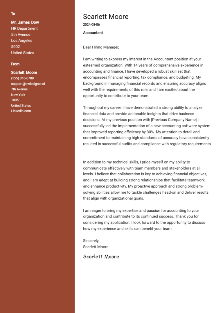 26 Accountant Cover Letter Samples & Examples 2025