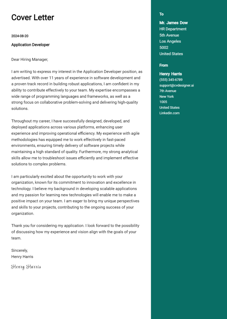 12 Application Developer Cover Letter Examples for 2025