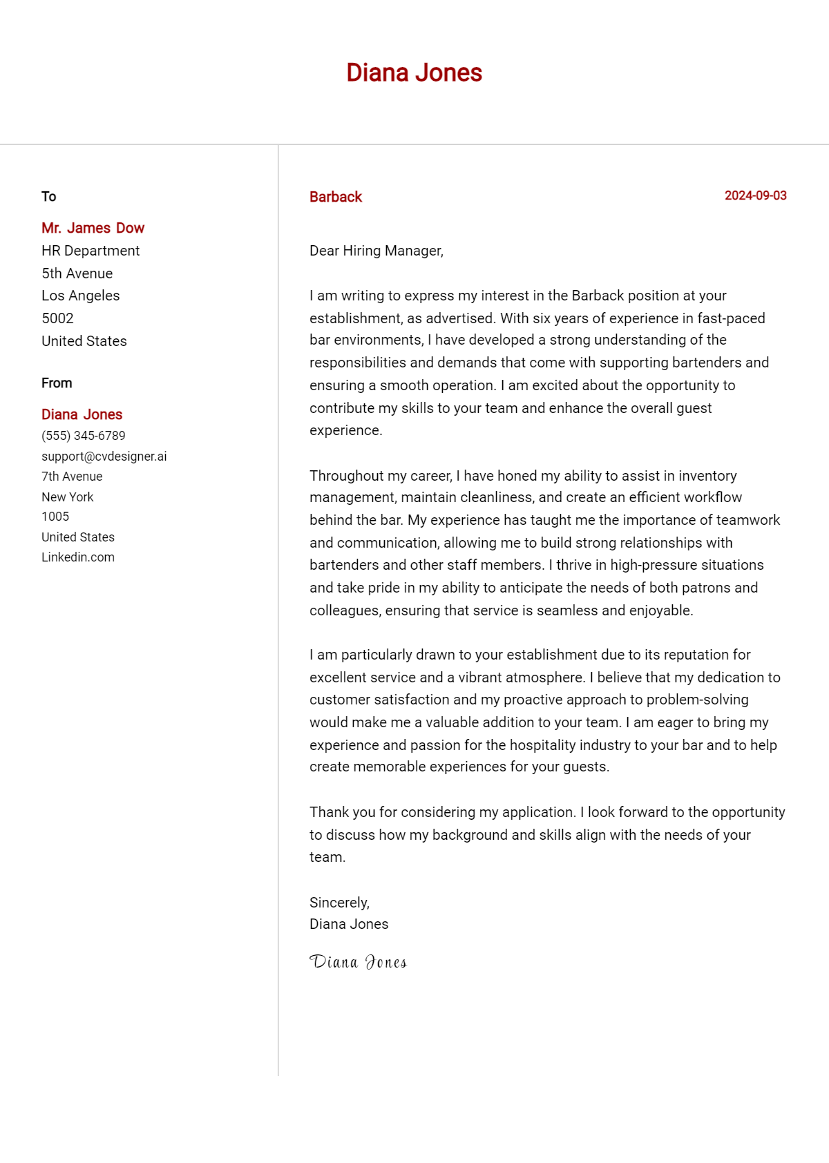 barback cover letter example