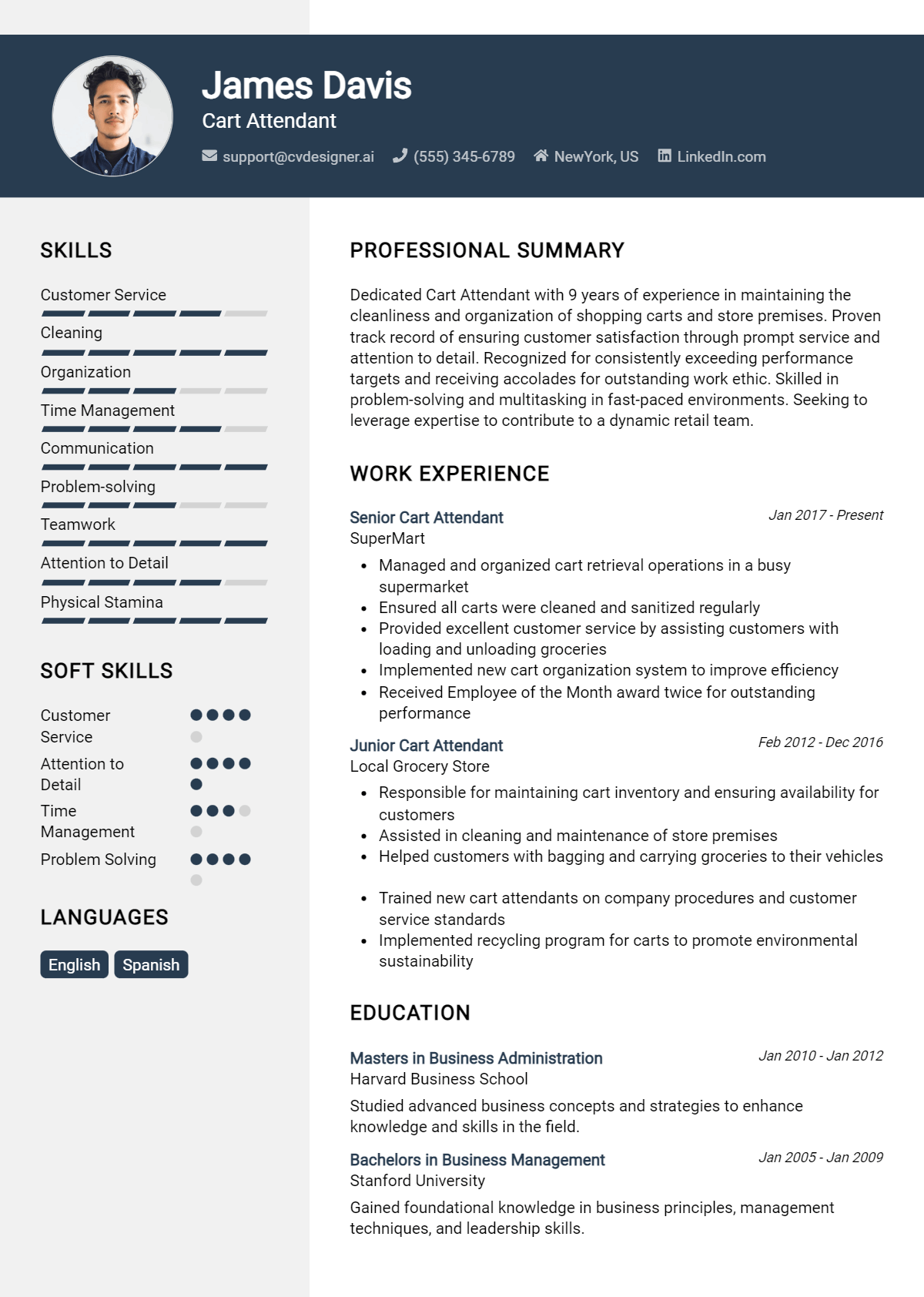 Cart Attendant Resume Example