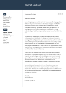 Courseware Developer Cover Letter Samples & Examples 2024 - CVDesigner.ai