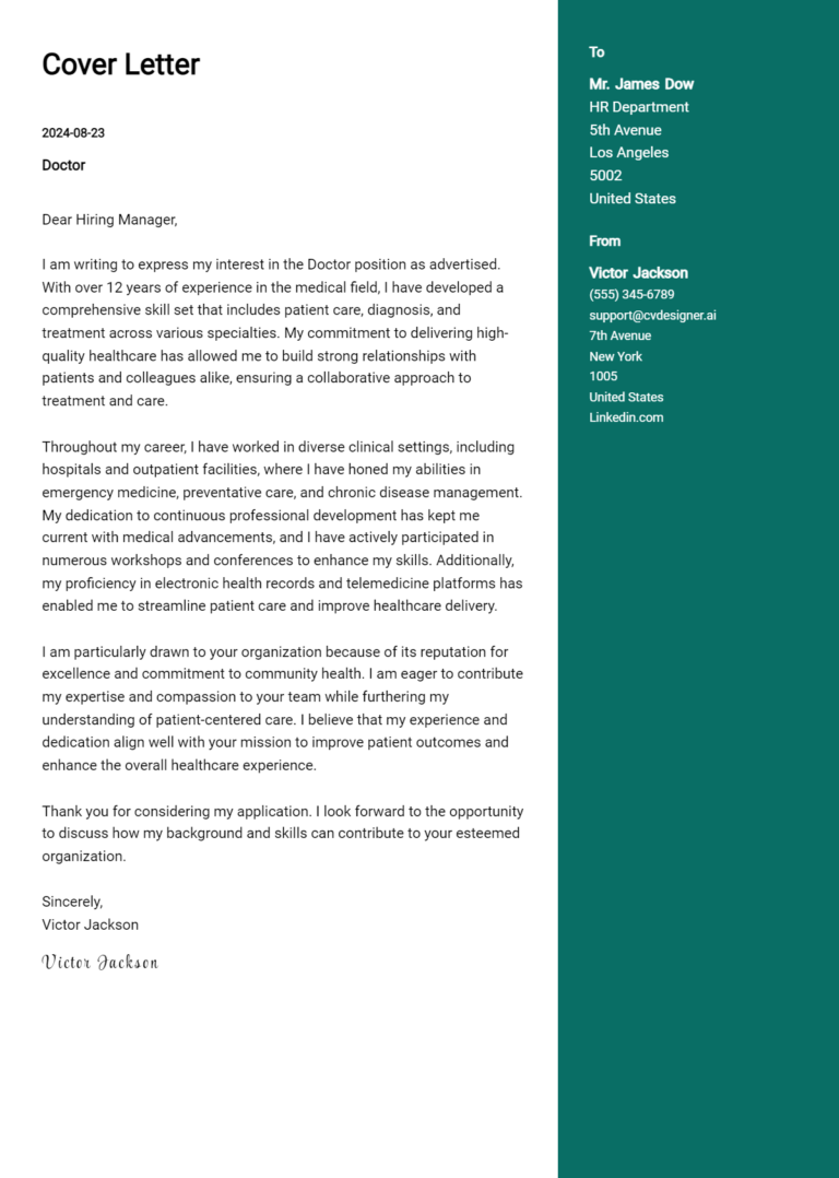Doctor Cover Letter Examples with Writing Tips for 2025
