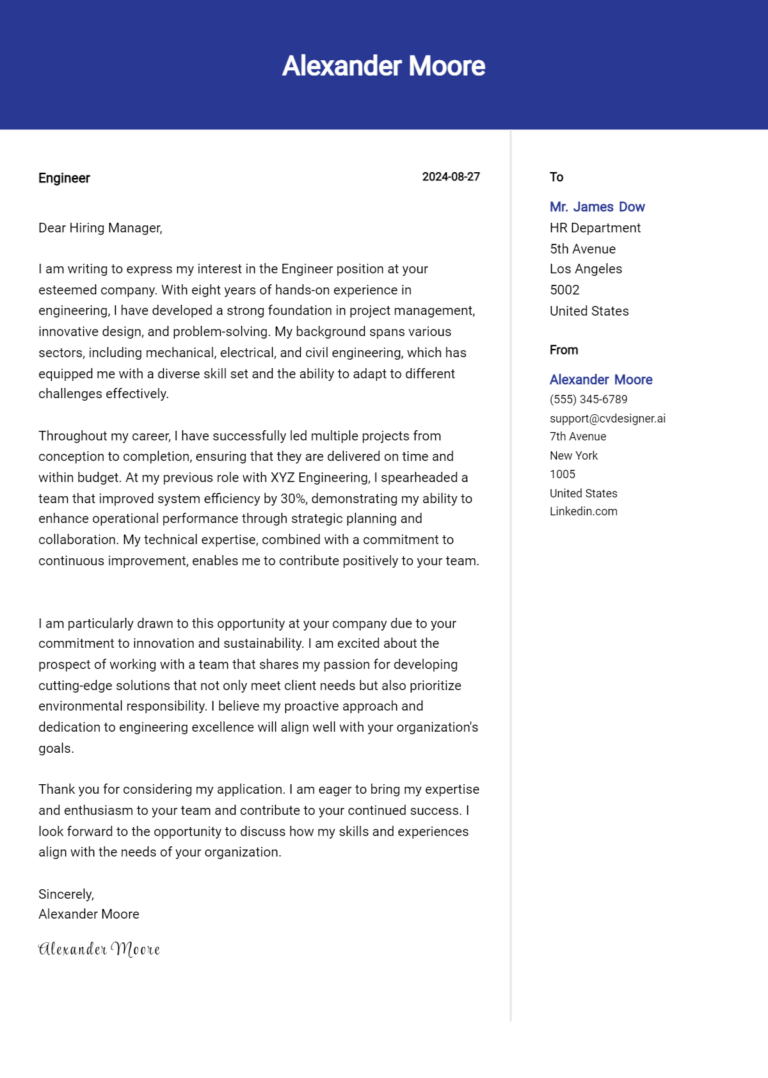 29 Engineer Cover Letter Examples for 2025 (Writing Guide)