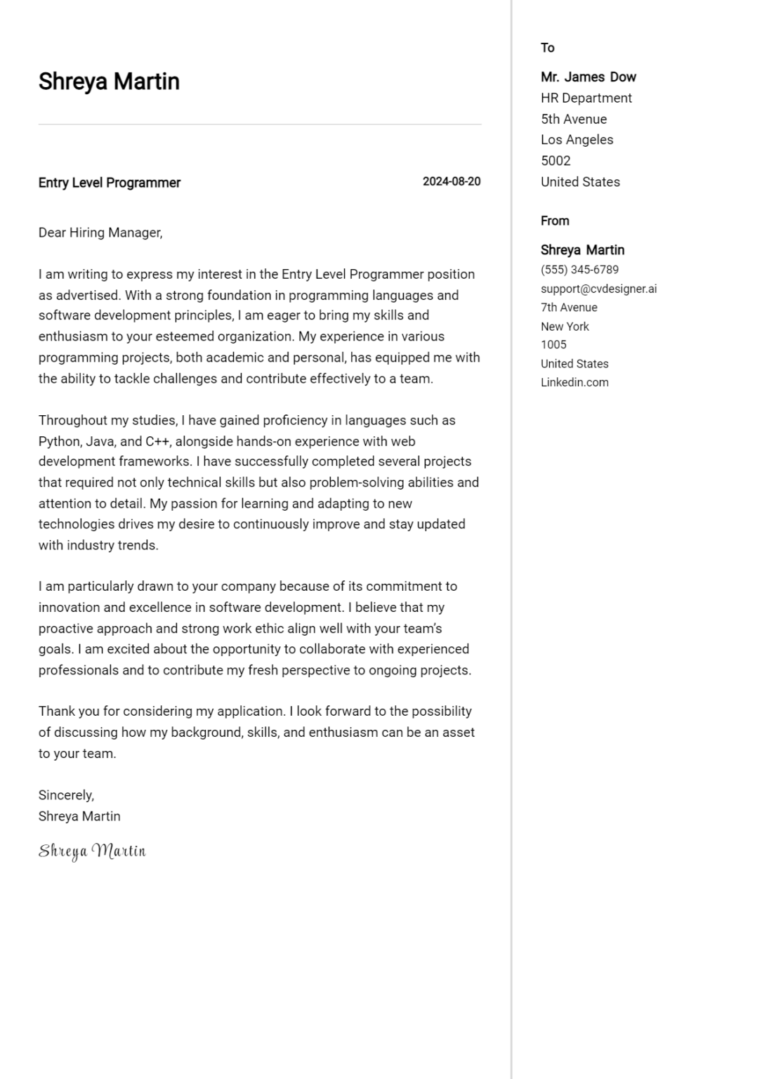 cover letter for statistical programmer