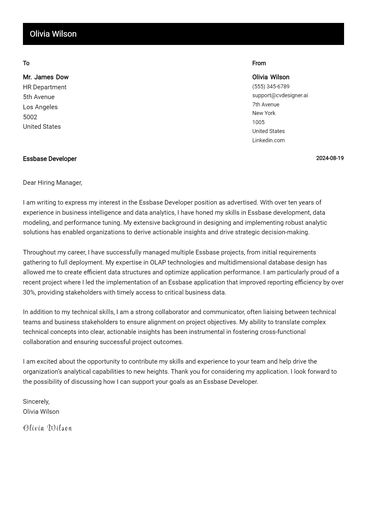 essbase developer cover letter example