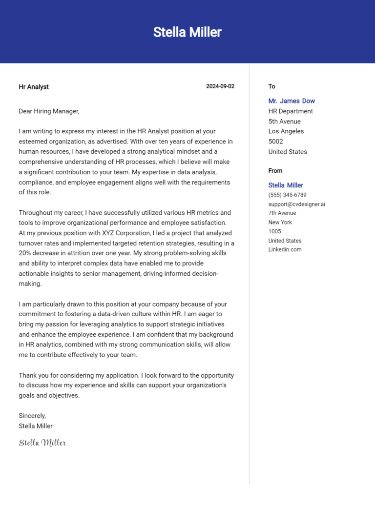 12 HR Analyst Cover Letter Examples for 2025: Proven Tips