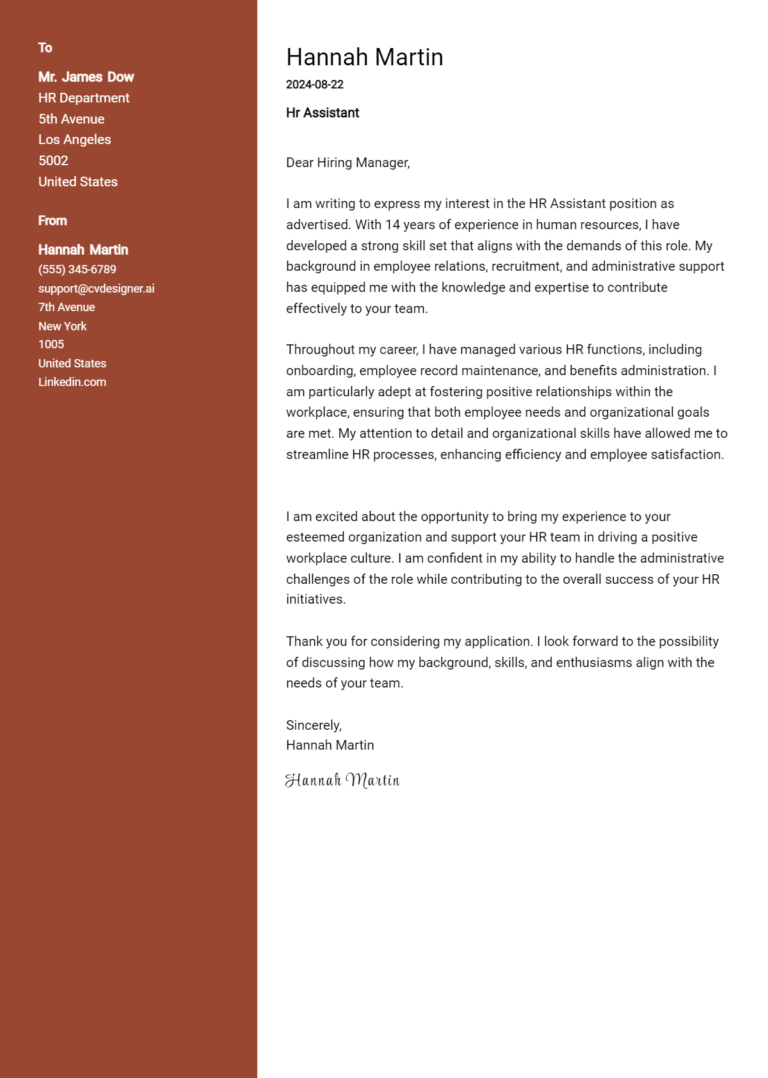 14 HR Assistant Cover Letter Examples and Templates for 2025