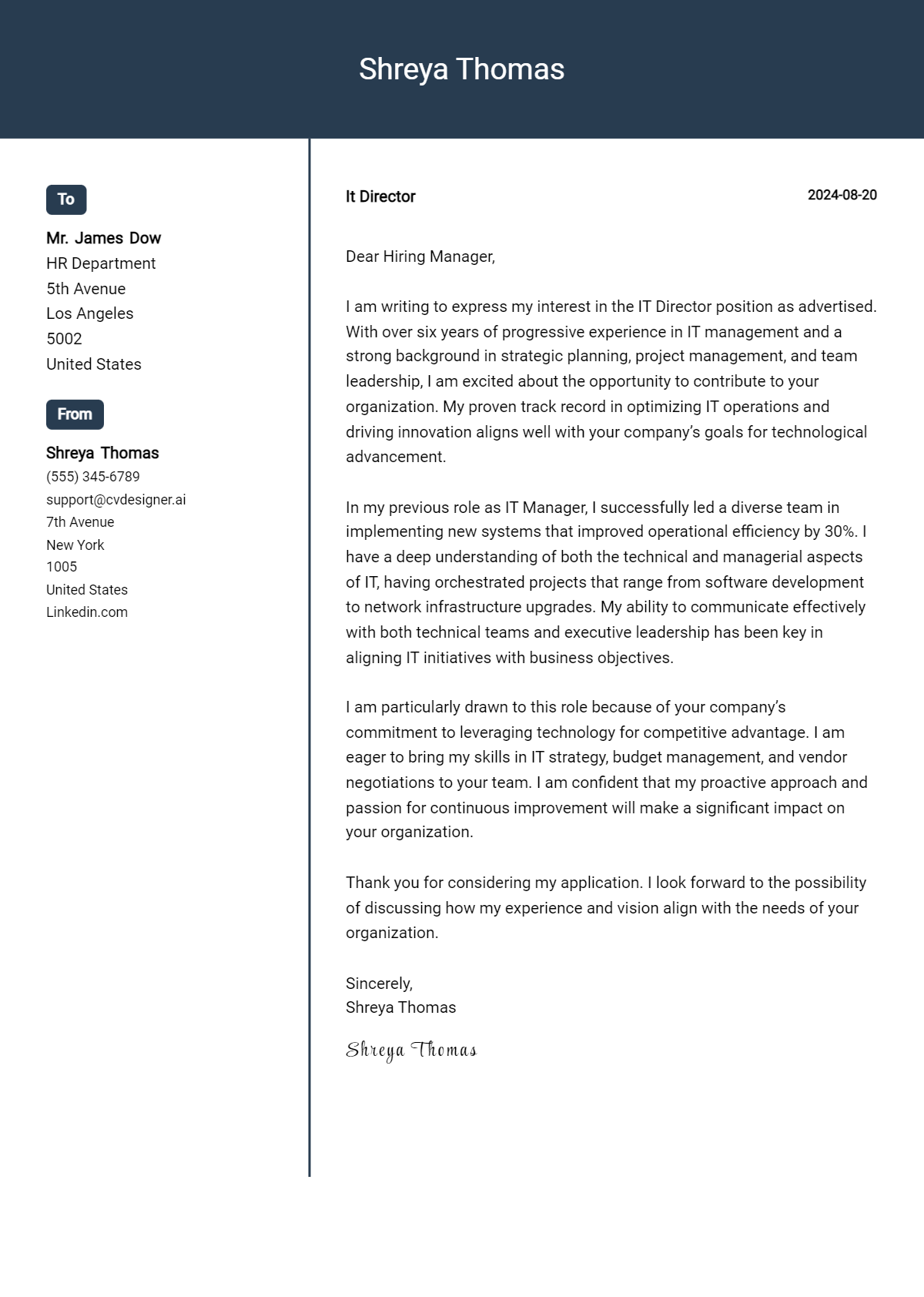 it director cover letter example
