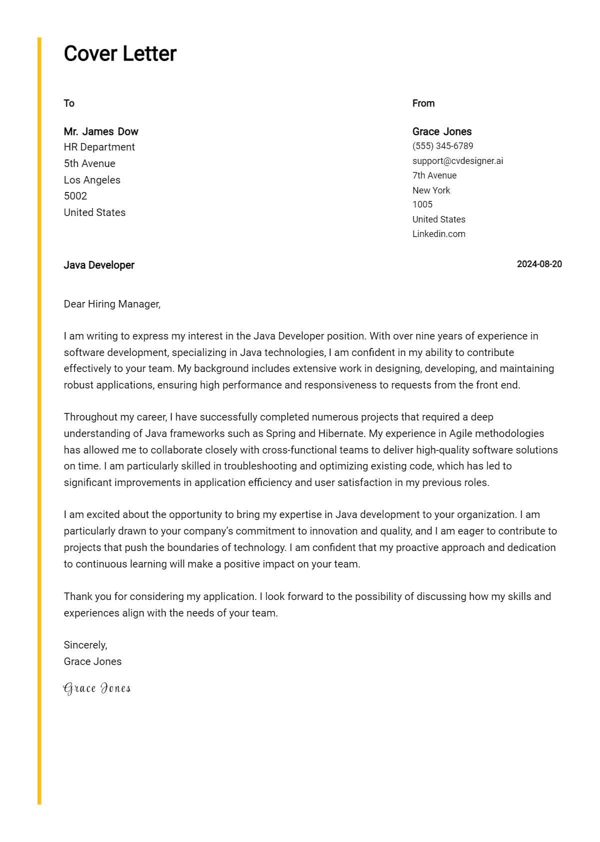 java developer cover letter example