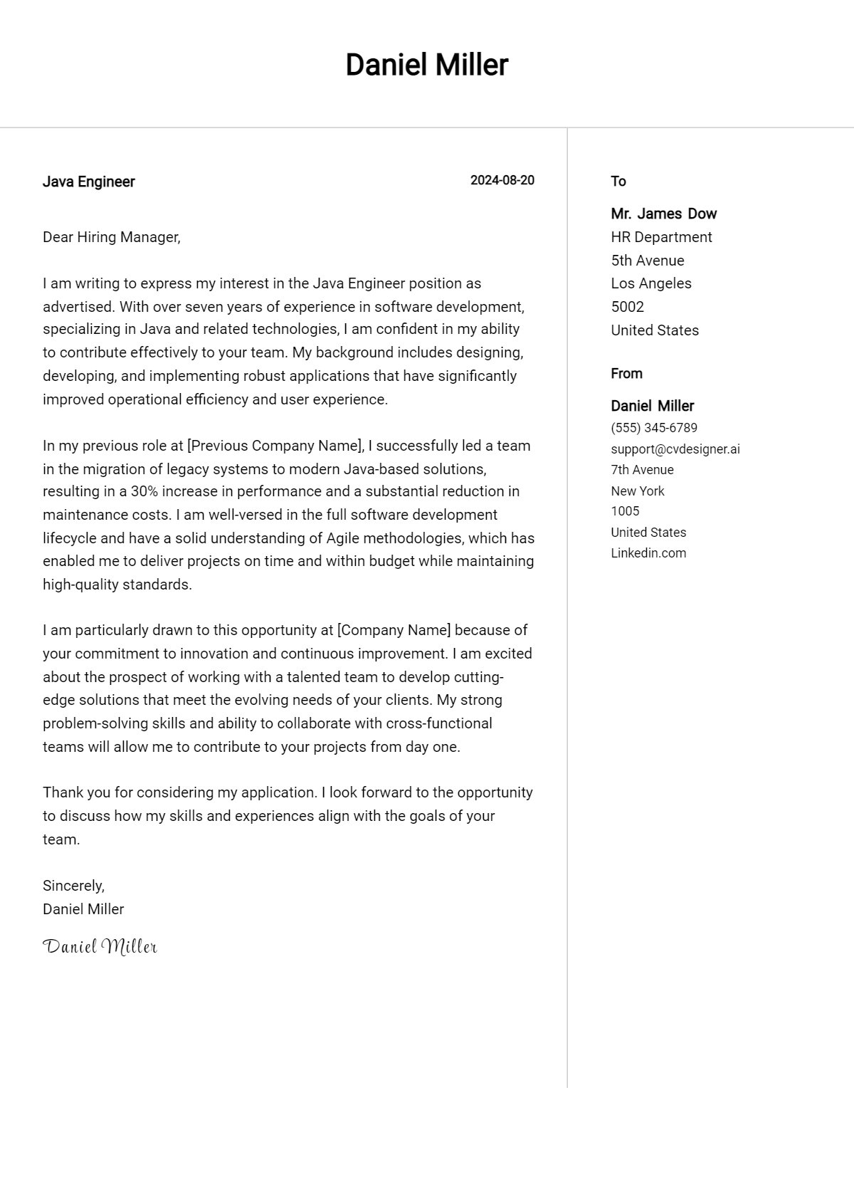 java engineer cover letter example