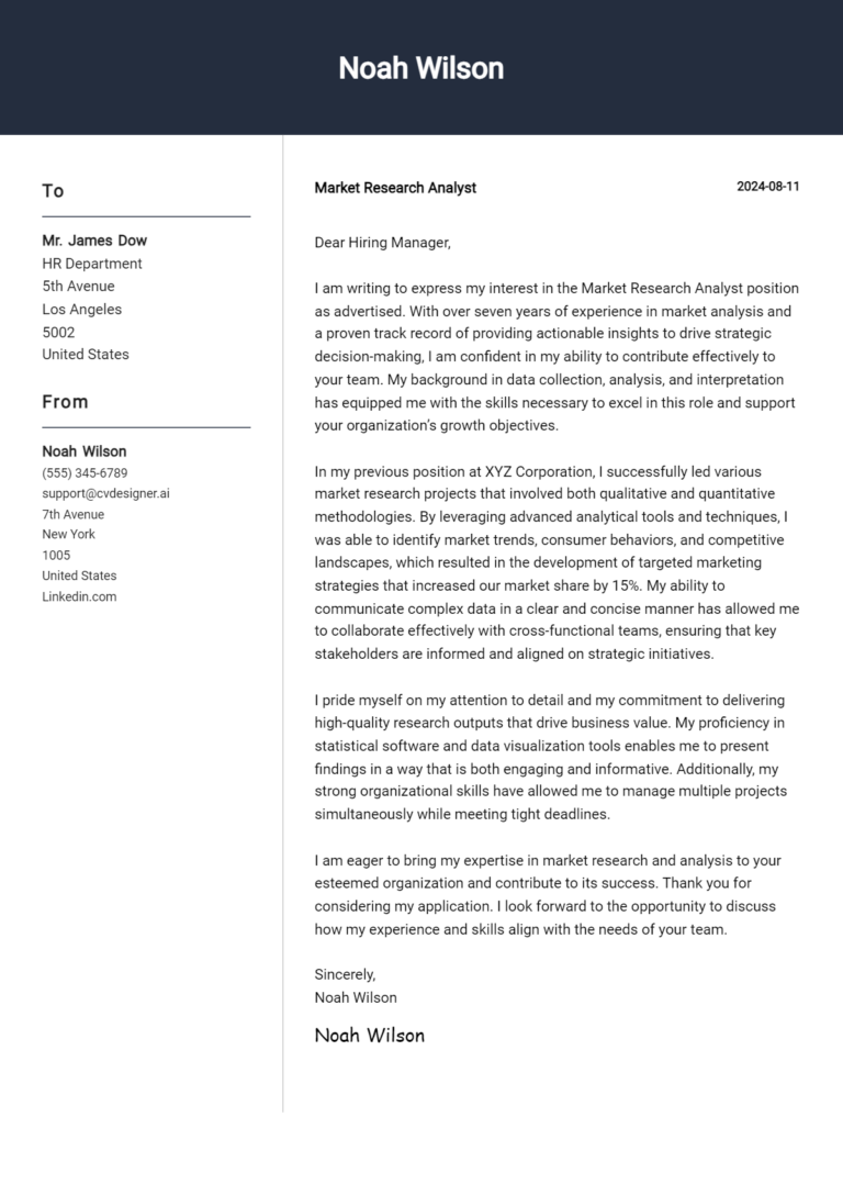21 Market Research Analyst Cover Letter Examples for 2025: Expert Tips & Templates