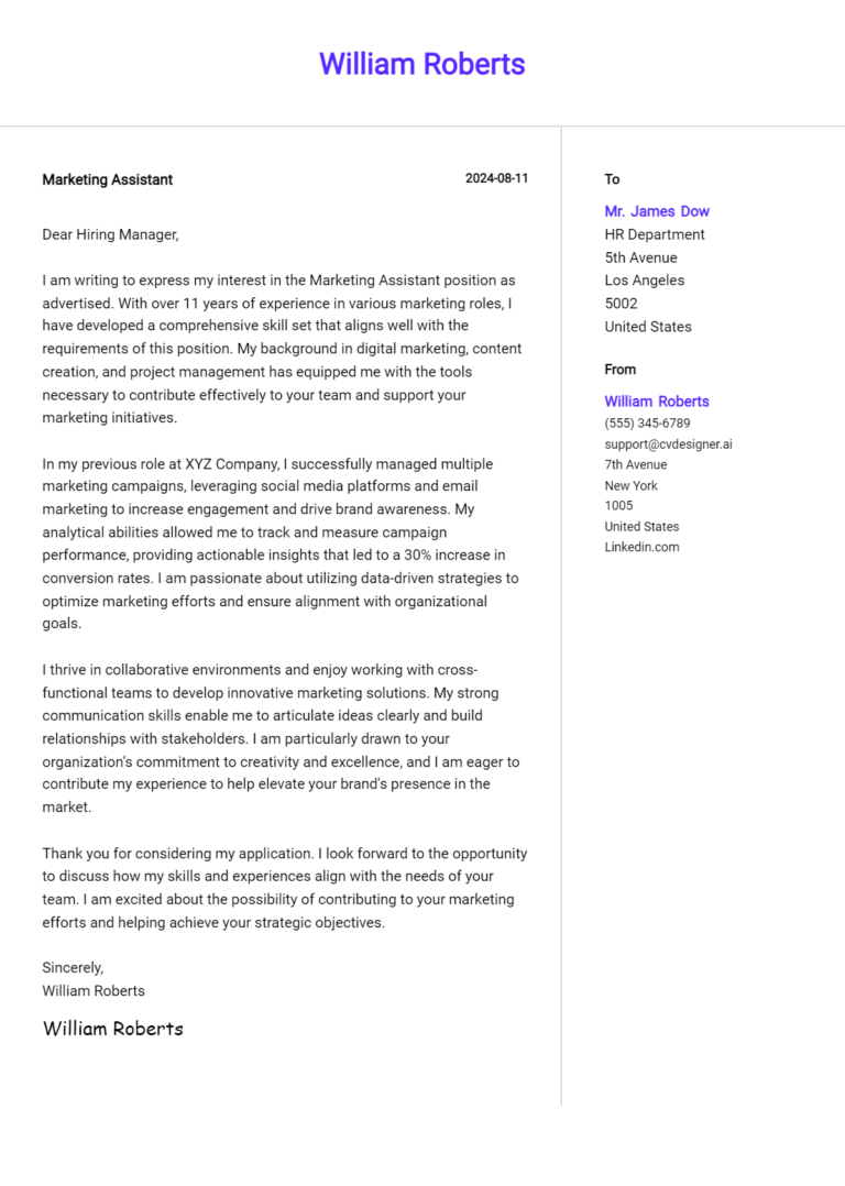 19 Marketing Assistant Cover Letter Examples for 2025 (Download Templates)