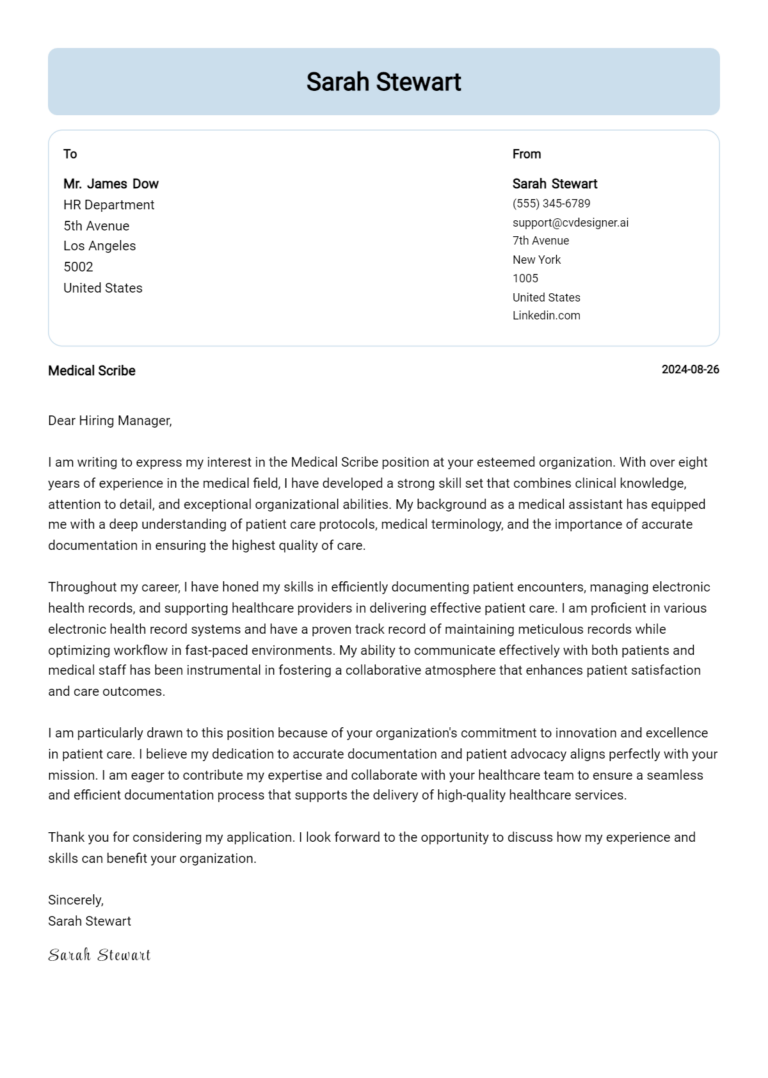 Medical Scribe Cover Letter Example for 2025: Ultimate Guide