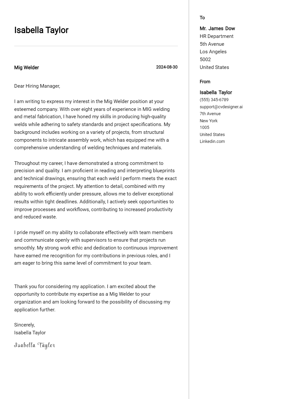 mig welder cover letter example