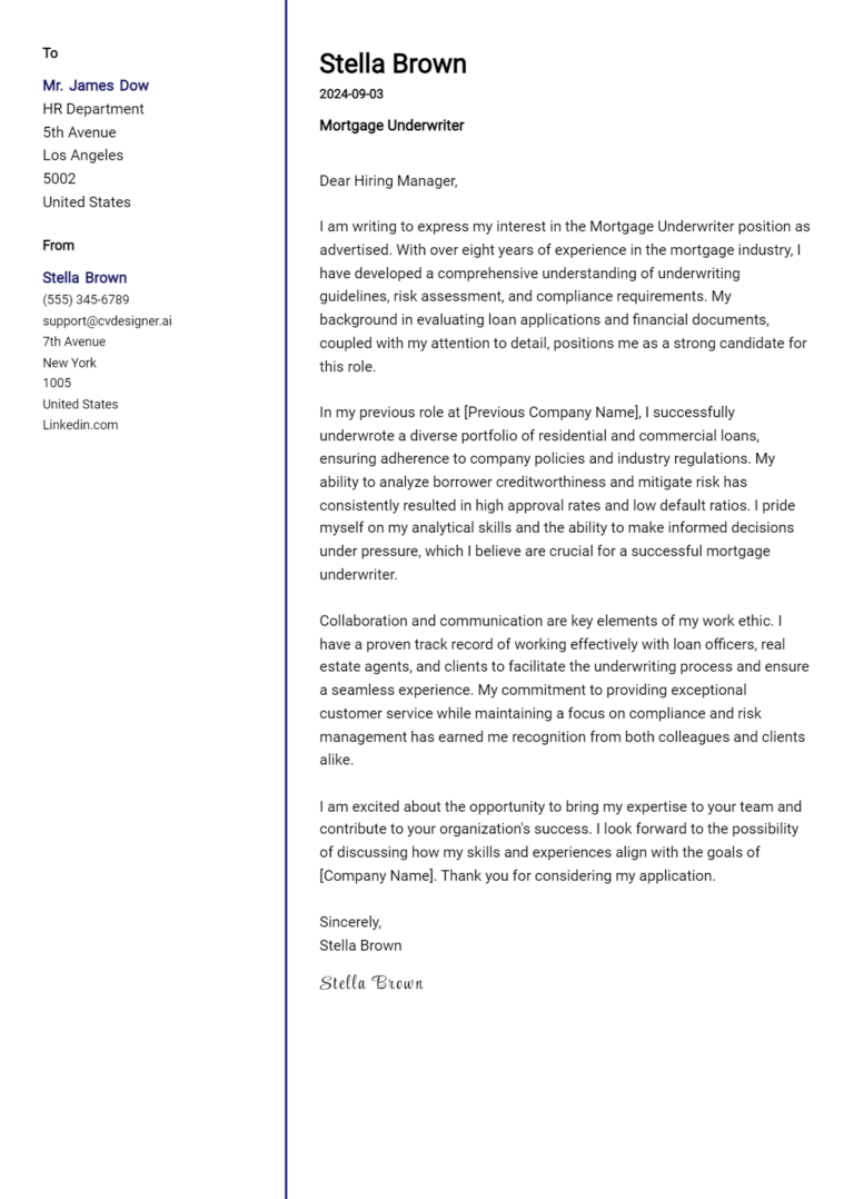 Mortgage Underwriter Cover Letter Samples & Examples 2025 1 Mortgage Underwriter Cover Letter Samples & Examples 2025