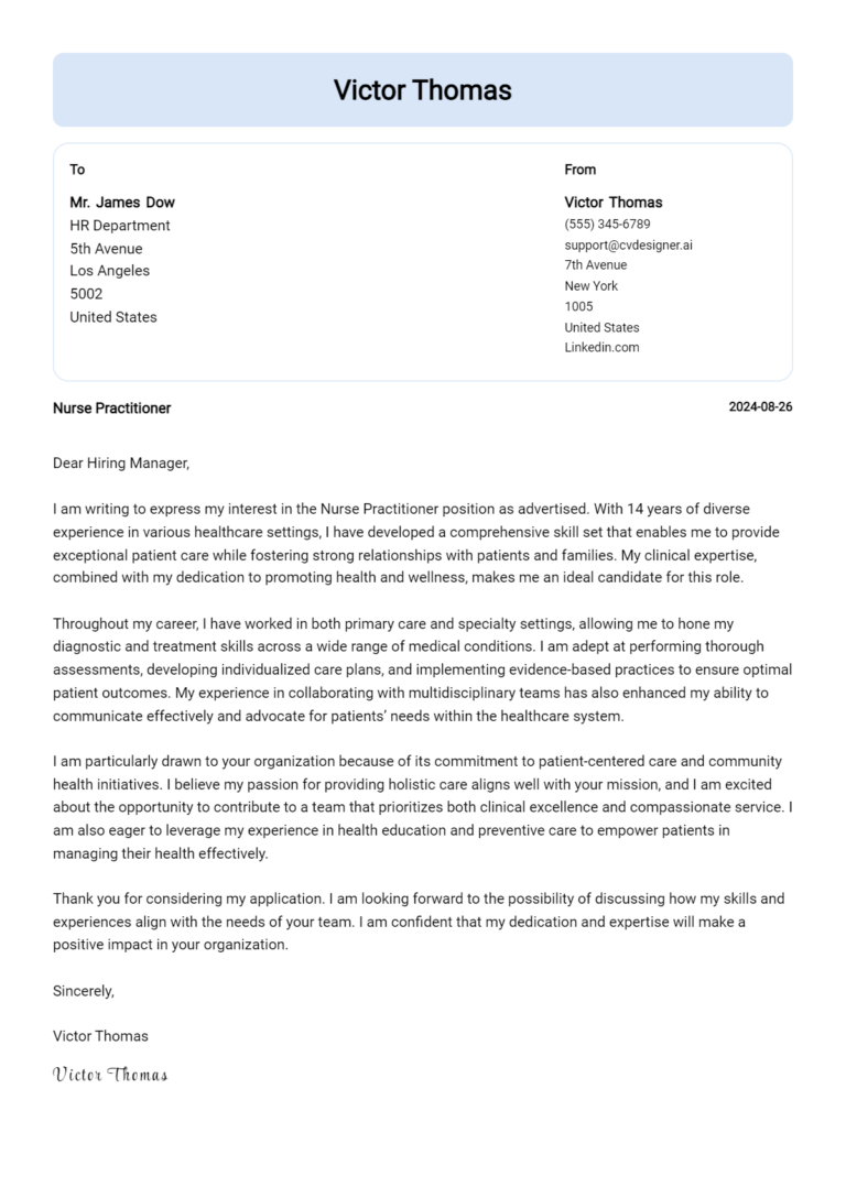 Nurse Practitioner Cover Letter Example for 2025: Proven Tips