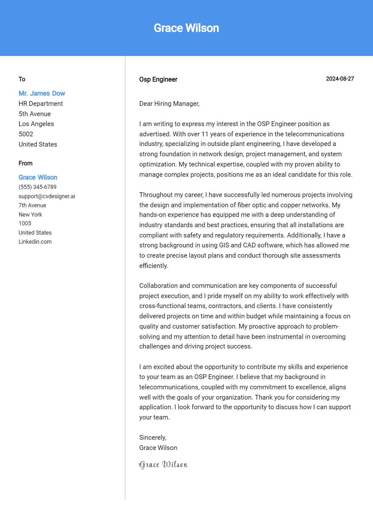 osp engineer cover letter example