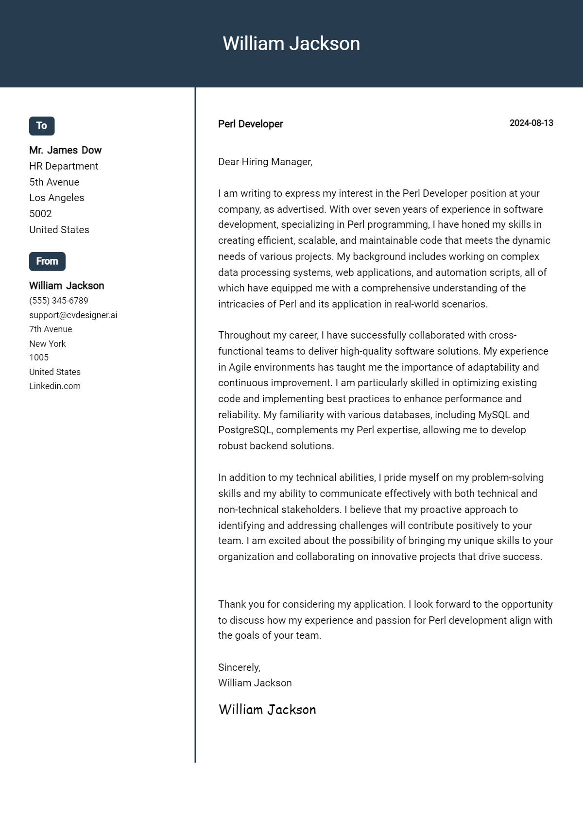 perl developer cover letter example