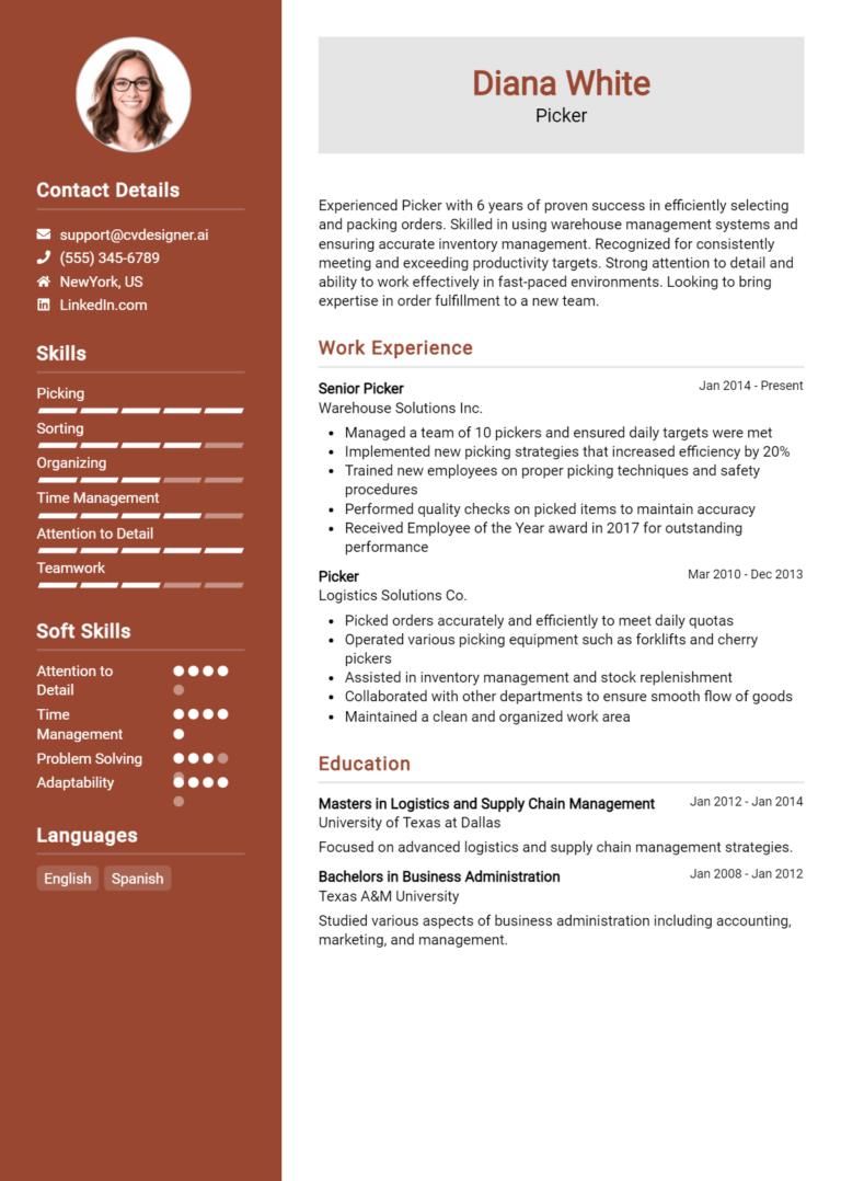 Picker Resume Example for 2025: Samples & Best Practices