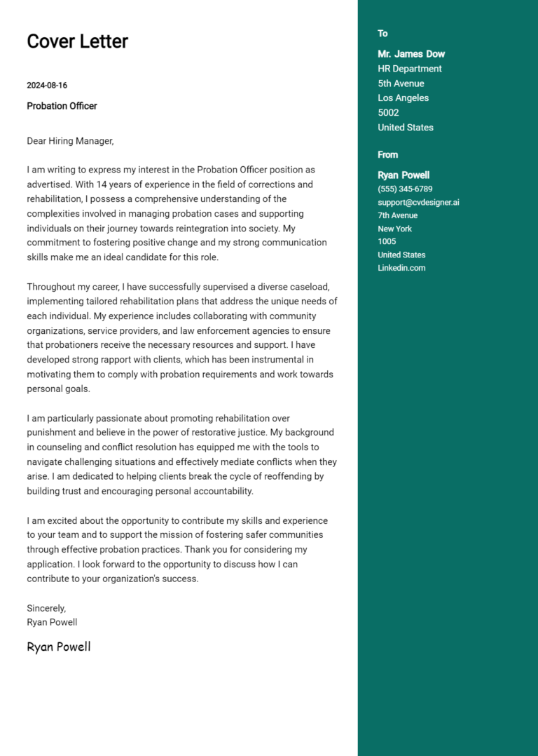 Probation Officer Cover Letter Examples with Writing Tips for 2025 1 Probation Officer Cover Letter Examples with Writing Tips for 2025