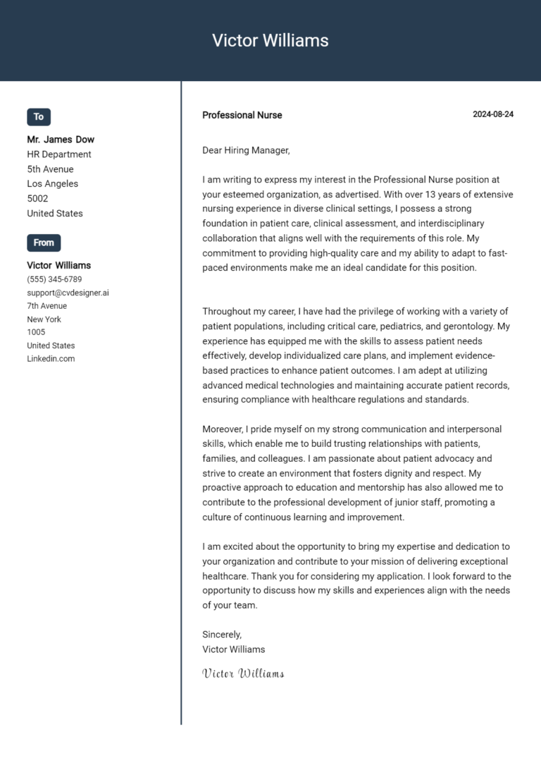 26 Professional Nurse Cover Letter Examples for 2025: Free Templates 1 26 Professional Nurse Cover Letter Examples for 2025: Free Templates