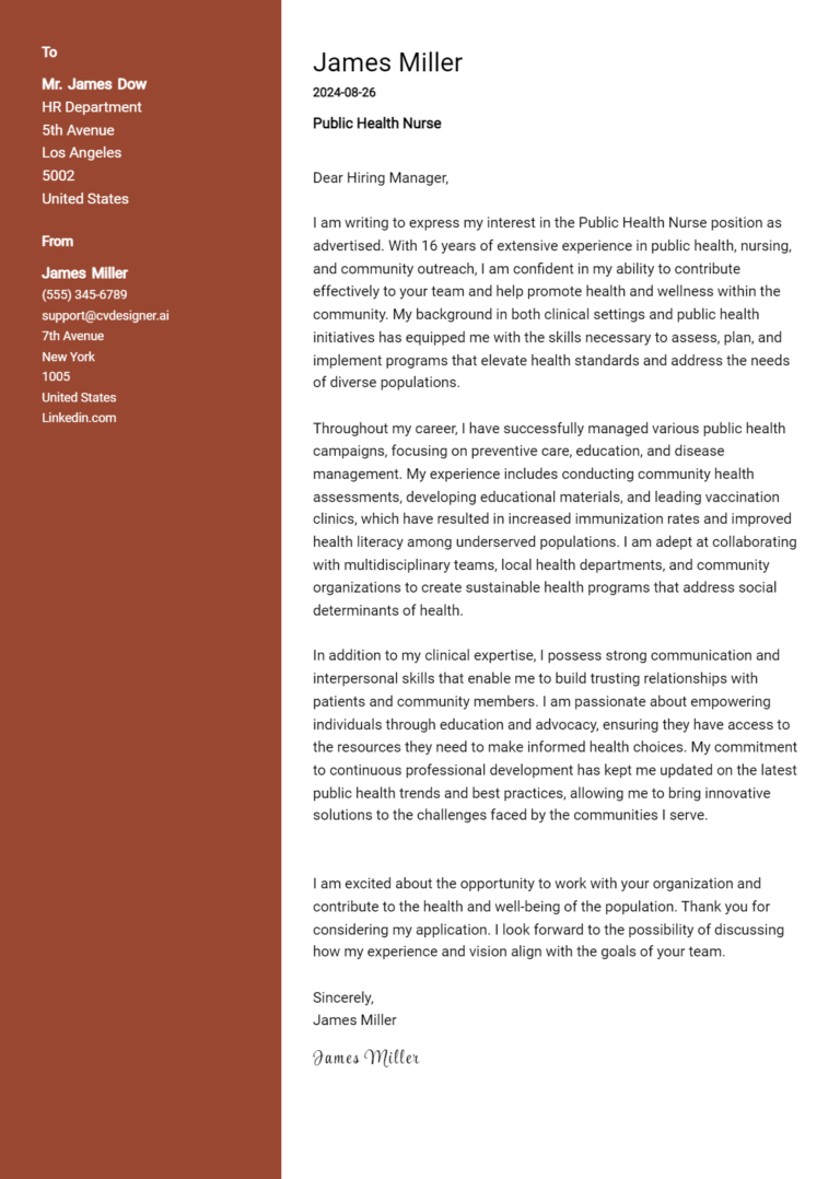 32 Public Health Nurse Cover Letter Examples for 2025: Top CV Skills