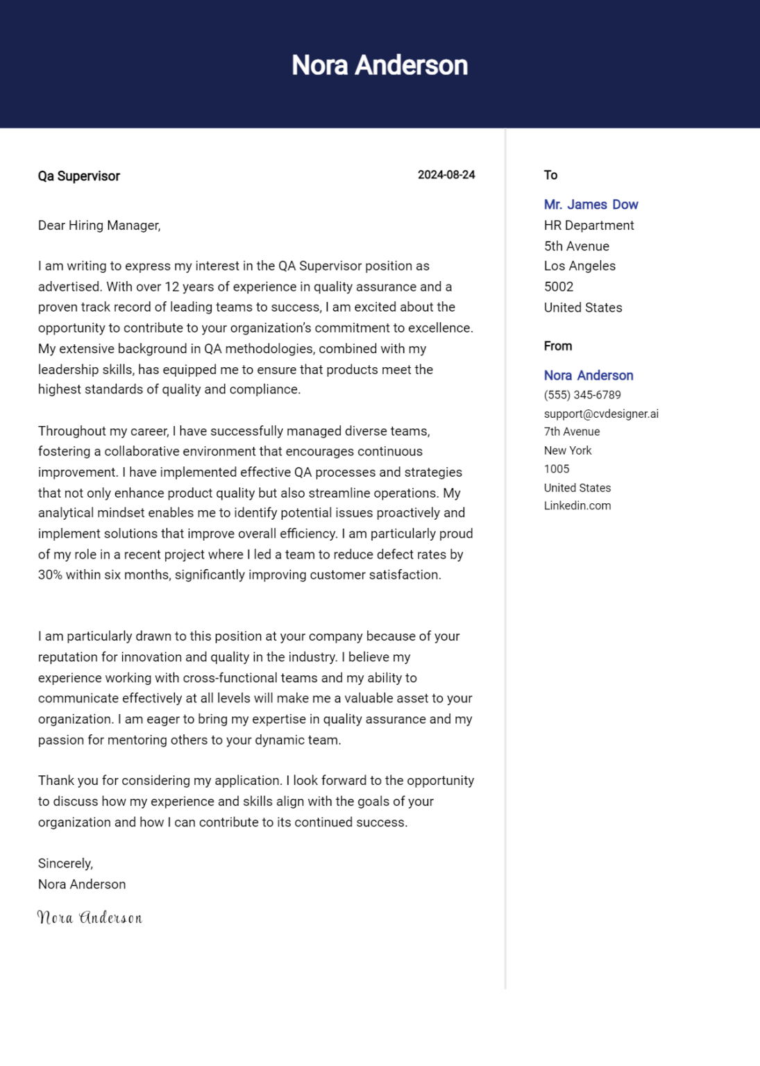 25 Supervisor Cover Letter Examples for 2024 (Writing Guide ...
