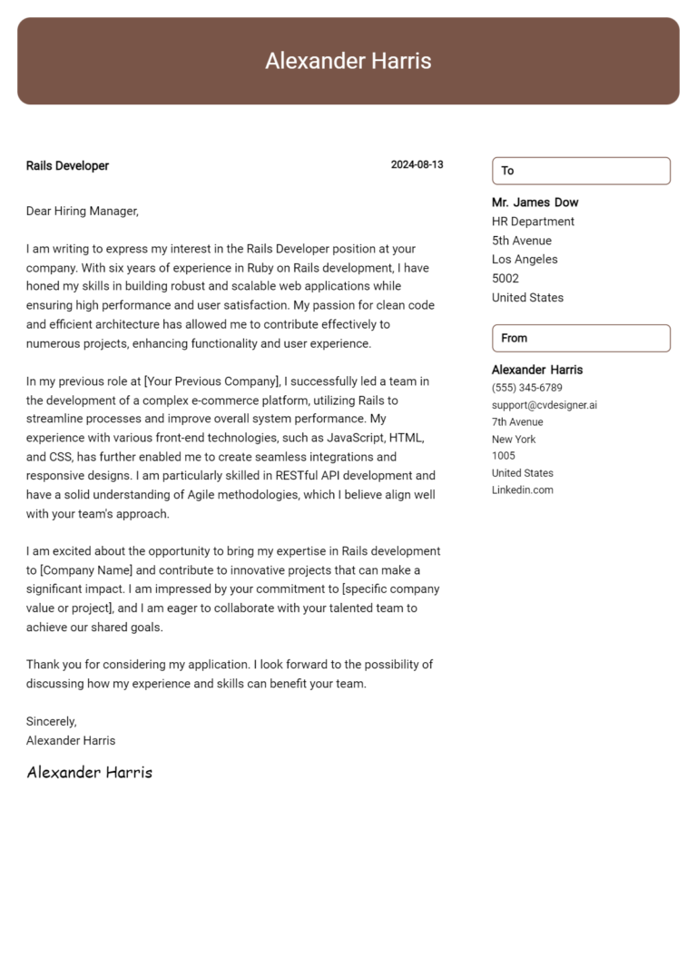 Rails Developer Cover Letter Examples with Writing Tips for 2025 1 Rails Developer Cover Letter Examples with Writing Tips for 2025