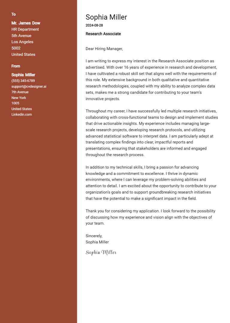 18 Research Associate Cover Letter Examples for 2025: Expert Tips & Templates
