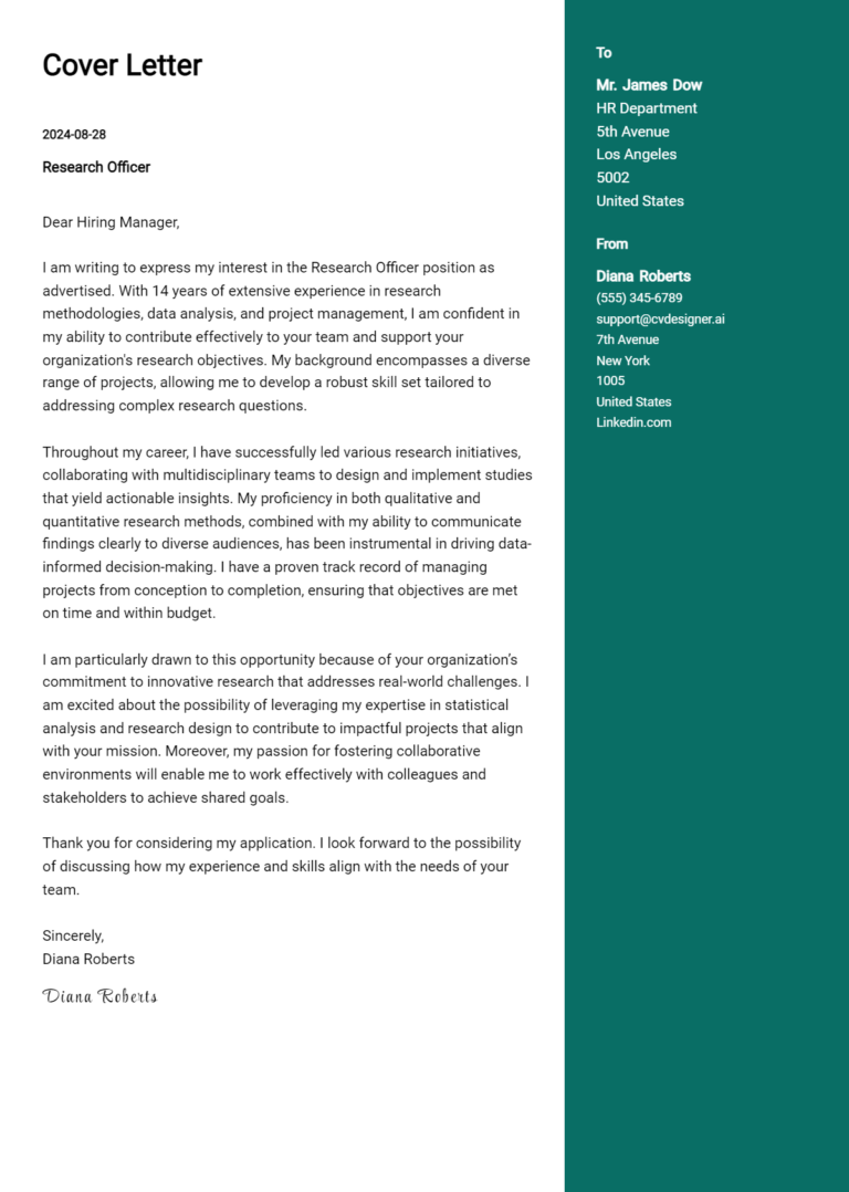21 Research Officer Cover Letter Examples for 2025: Proven Tips