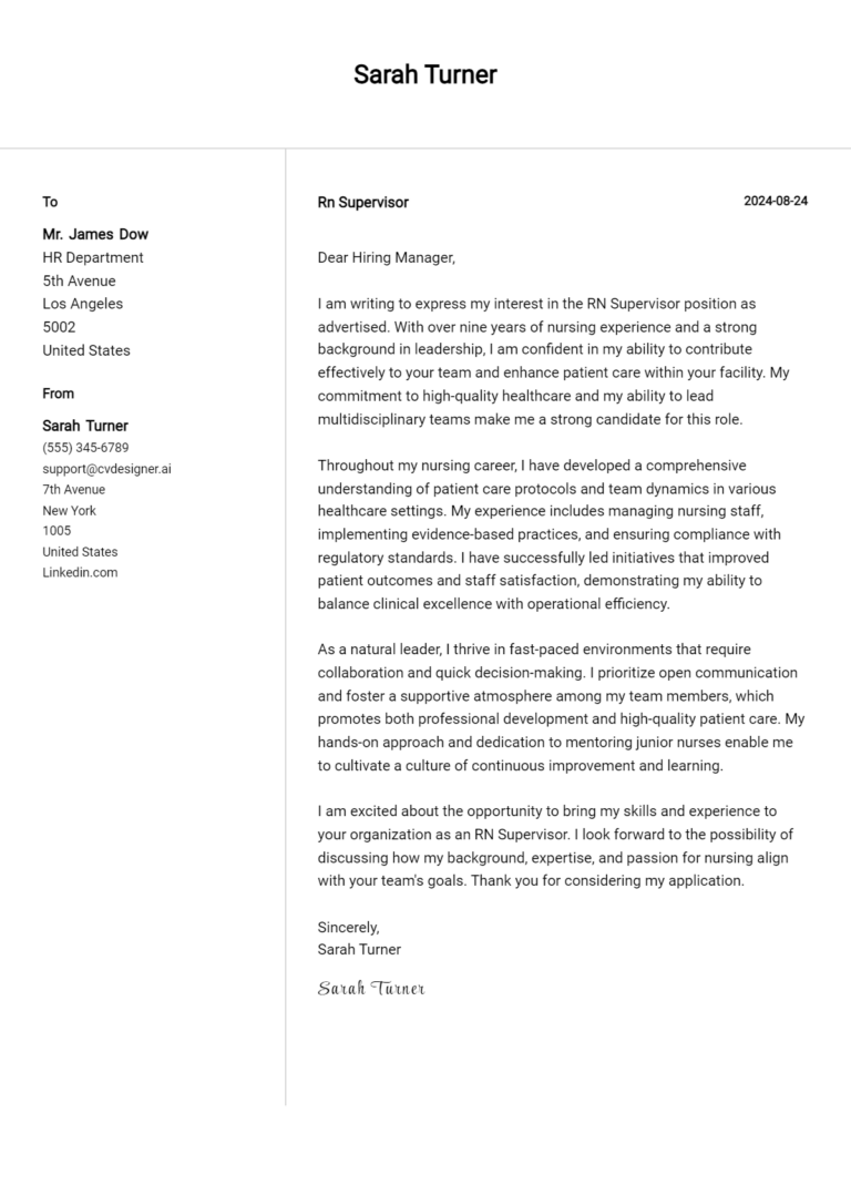 25 Supervisor Cover Letter Examples for 2024 (Writing Guide ...