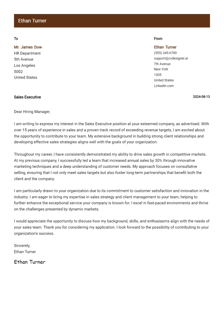 17 Sales Executive Cover Letter Examples & Samples for 2025 1 17 Sales Executive Cover Letter Examples & Samples for 2025