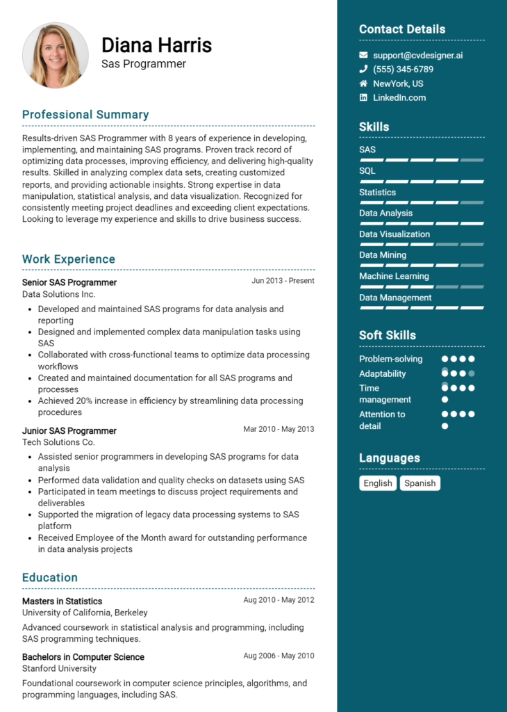 Sas Programmer Resume Example