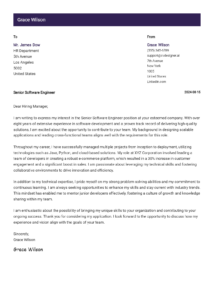 Senior Software Engineer Cover Letter Samples Examples Cvdesigner Ai