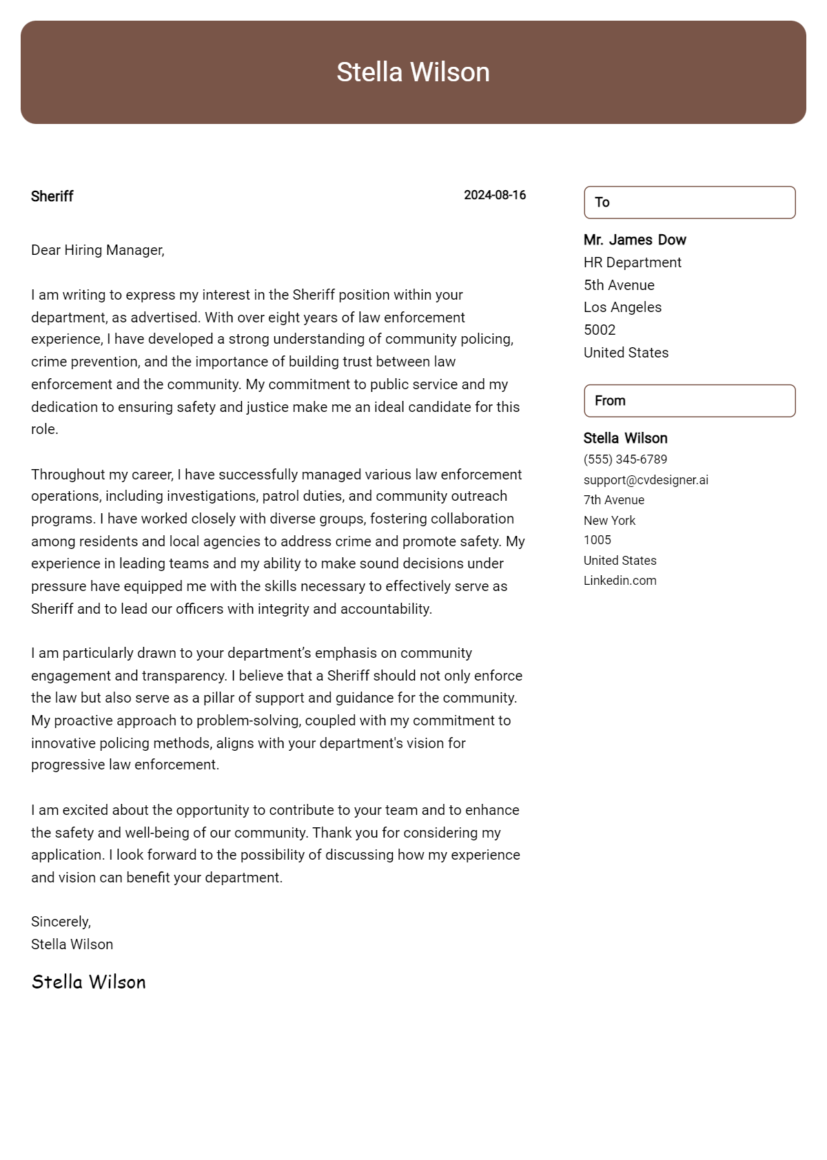 sheriff cover letter example