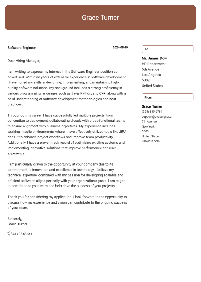 Software Engineer Cover Letter Example for 2025: Ultimate Guide 1 Software Engineer Cover Letter Example for 2025: Ultimate Guide