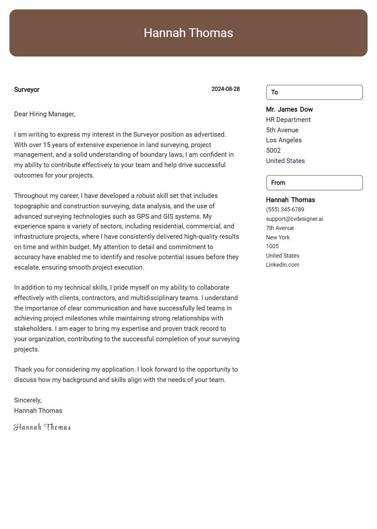 surveyor cover letter example