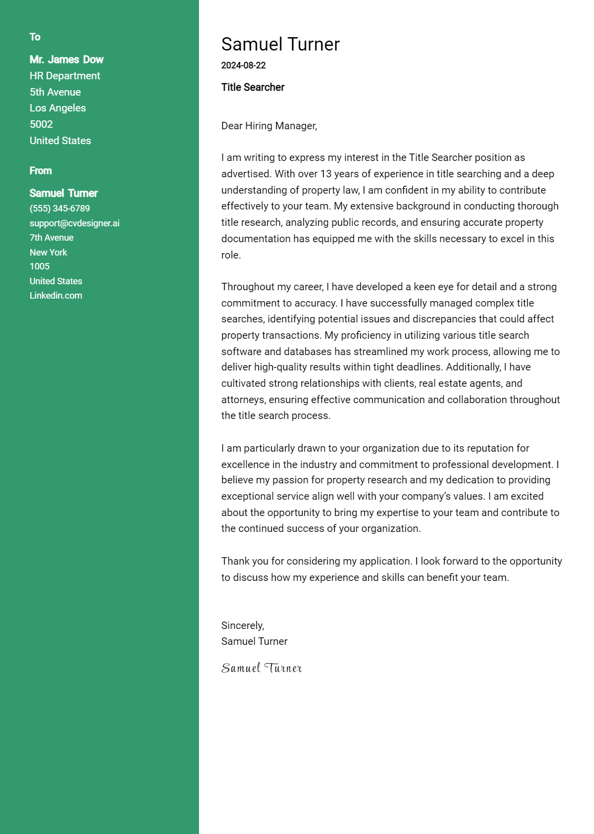 title searcher cover letter example