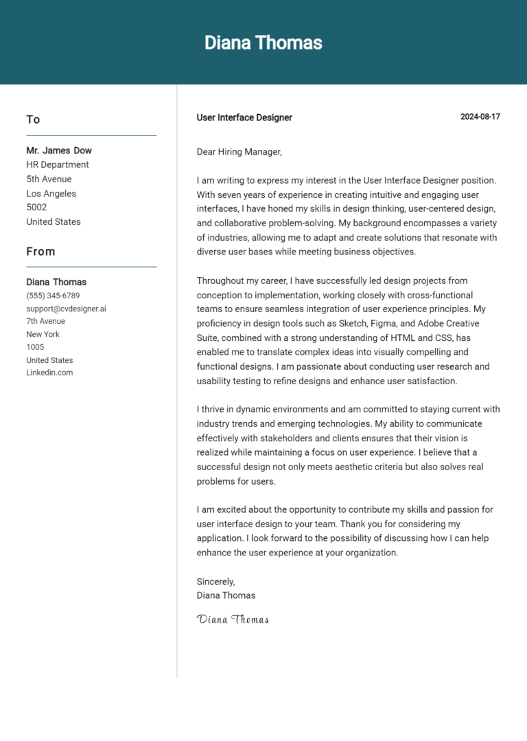 10 User Interface Designer Cover Letter Examples for 2025: Ultimate Guide