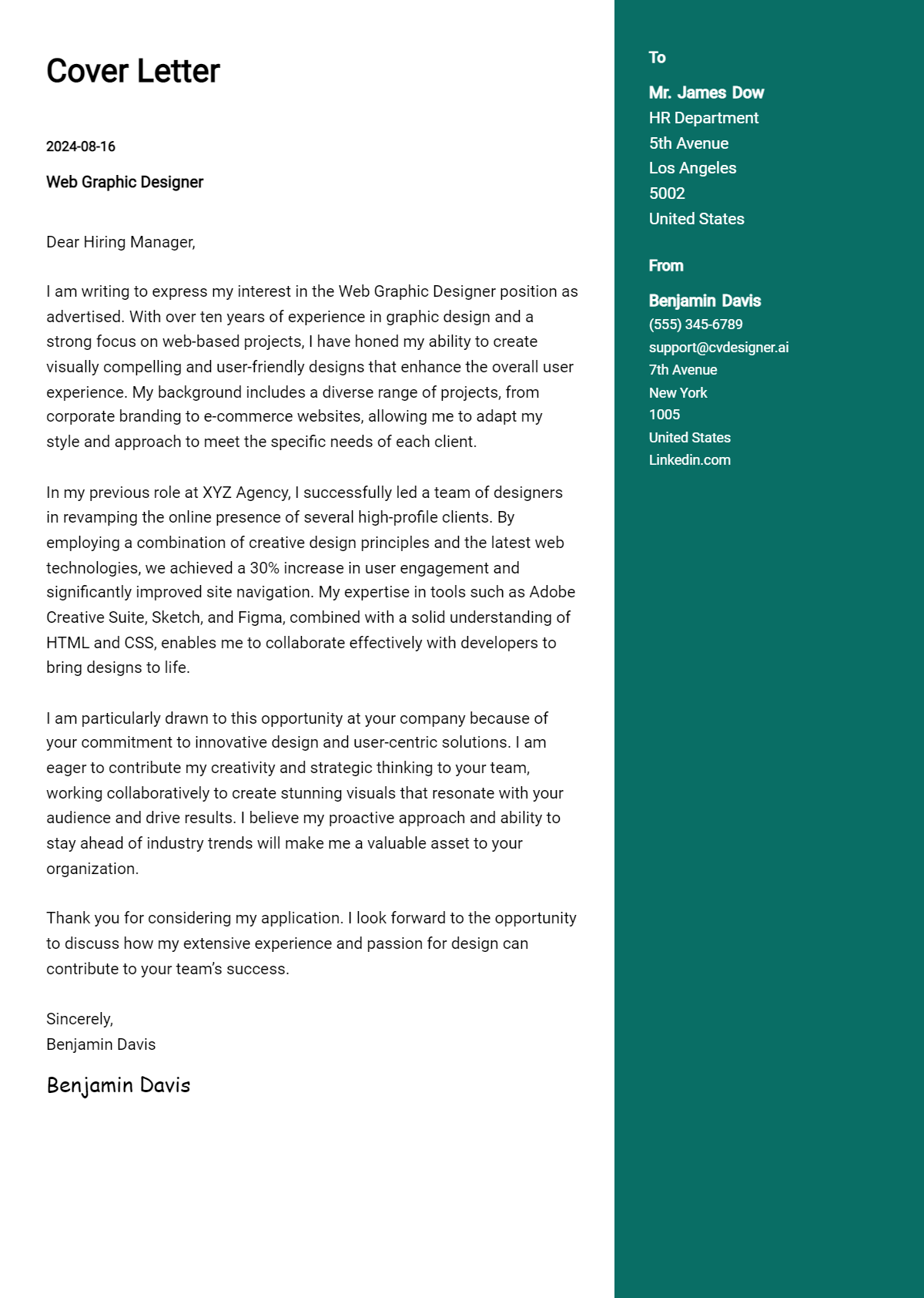 web graphic designer cover letter example